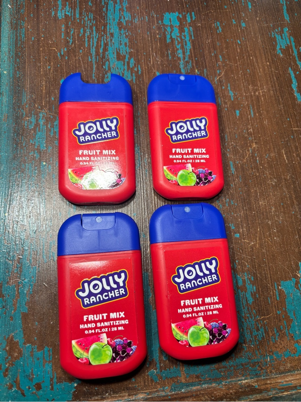 4 New Jolly Ranchers Fruit Mix Red & Blue Hand Sanitizer (Set)
